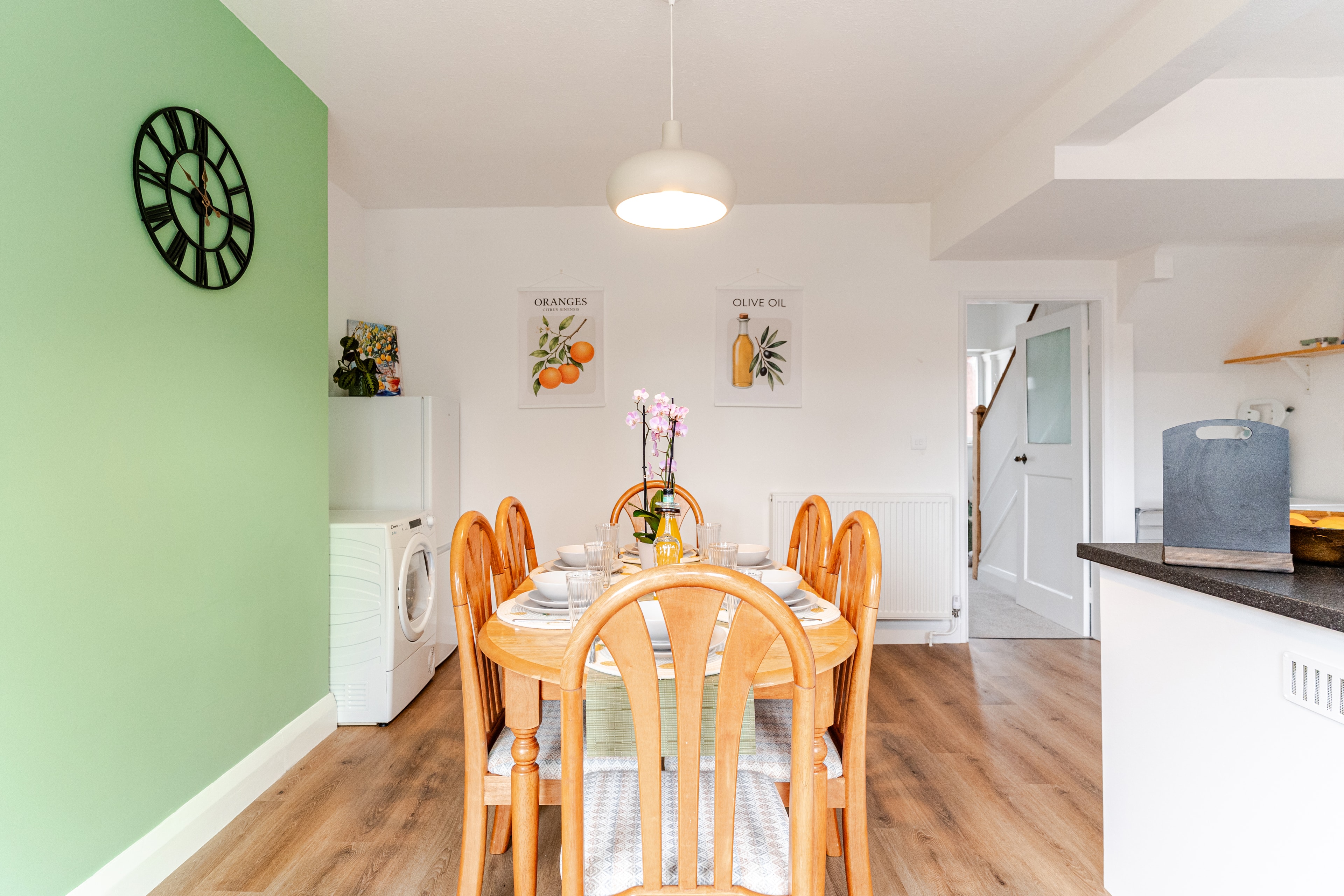 Dining table in the open-plan kitchen diner